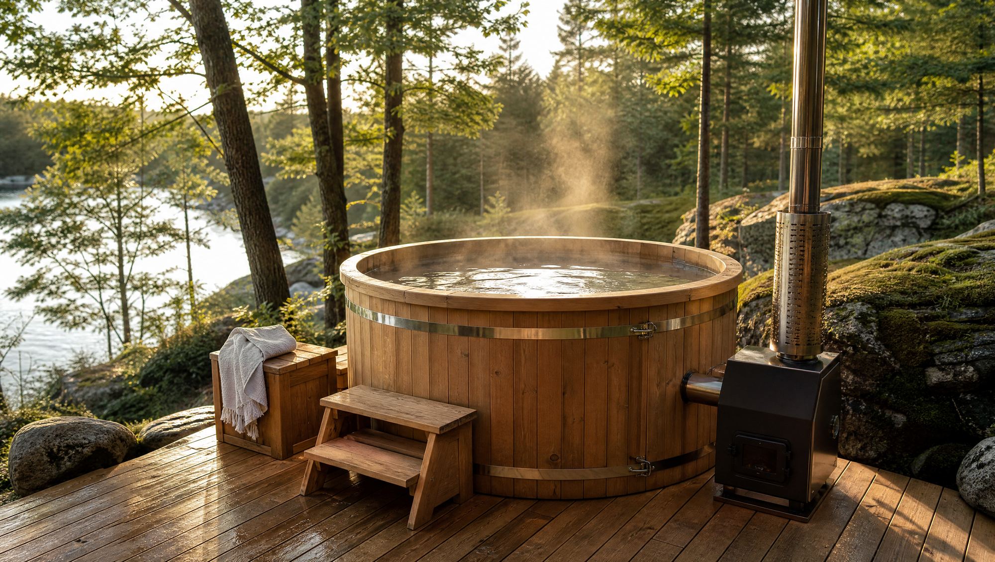 Bain nordique installé dans un gîte