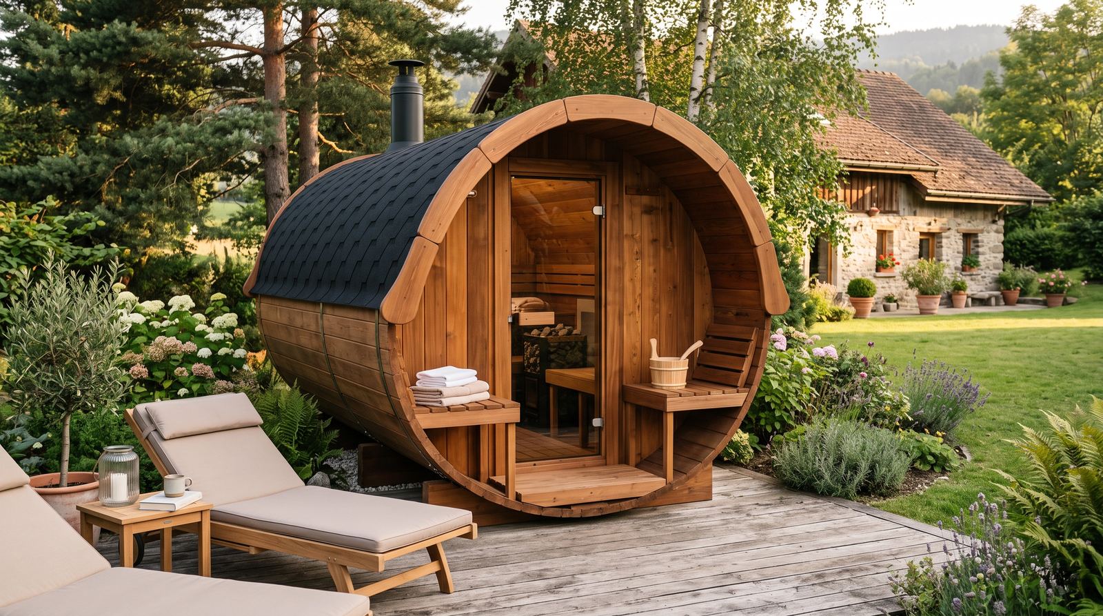 Sauna traditionnel en bois pour établissement professionnel