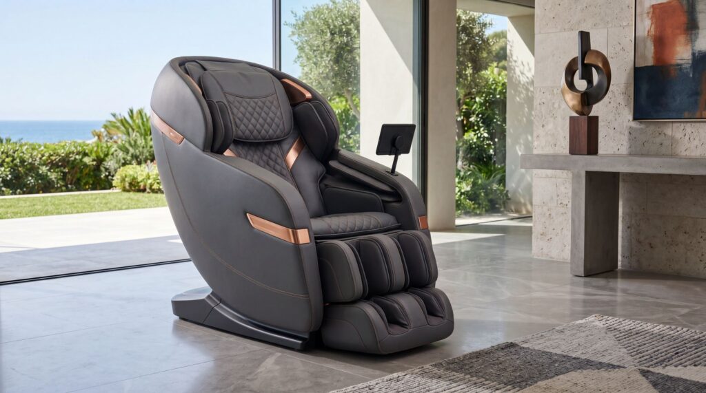 Fauteuil de massage gris dans un salon